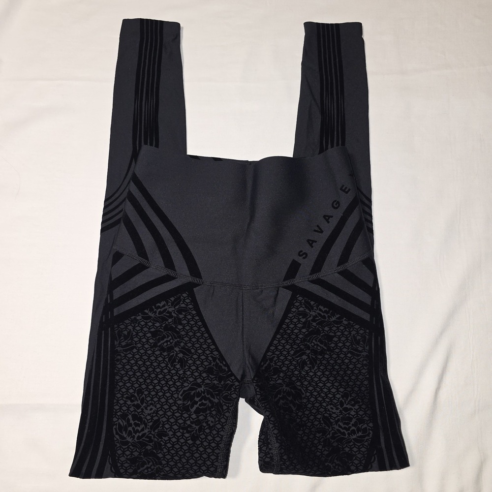 Savage X Fenty Womens Black Print High Waist Leggings Athleisure Size S